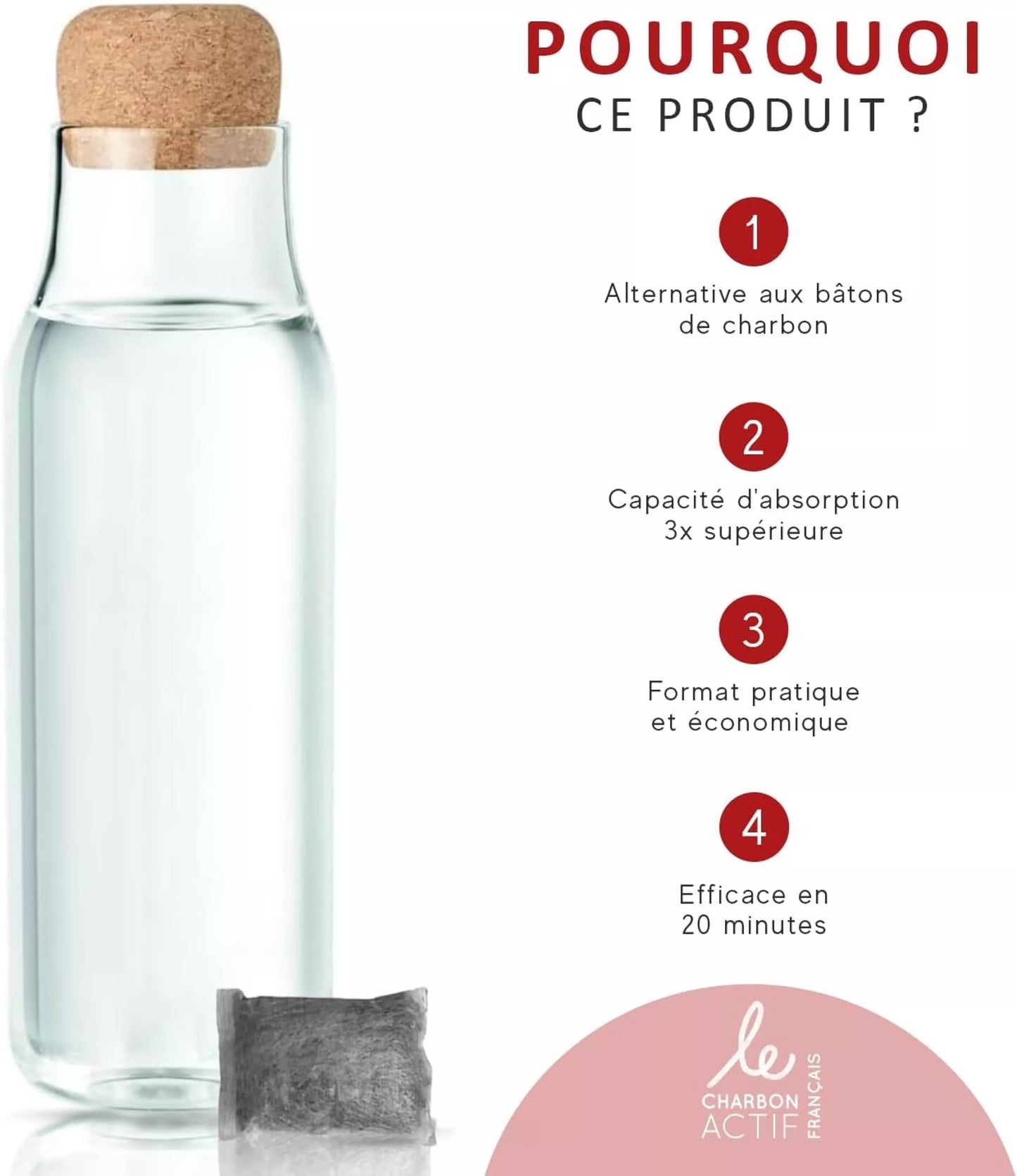 Carafe filtrante au charbon actif