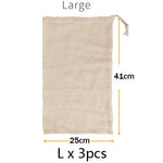 Lot de 3 sacs vracs réutilisables en maille de coton lavables - Vignette | L&#39;effet Papillon