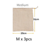 Lot de 3 sacs vracs réutilisables en maille de coton lavables - Vignette | L&#39;effet Papillon