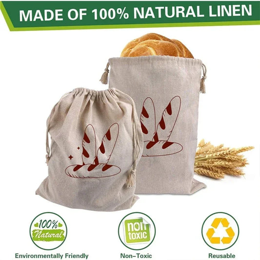 Sac à pain en lin réutilisable