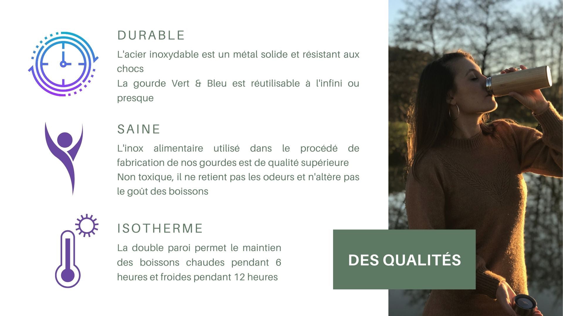 bouteille isotherme inox finition bambou