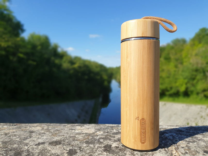 gourde inox avec finition bambou