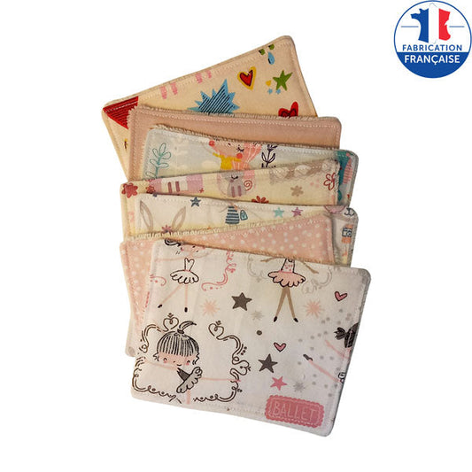 lingettes lavables bébé grand format tons rose